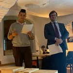 Referenten beim philosophischen Weinsalon