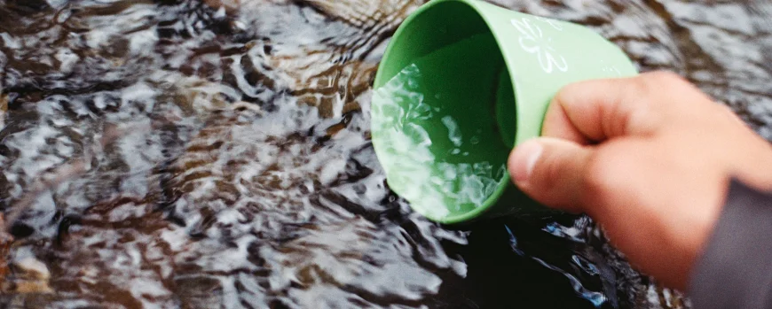 Becher im Wasser