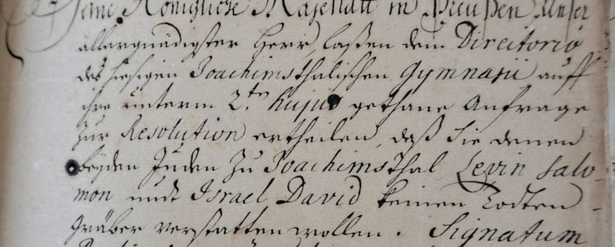 Königliche Vollmacht von 1718 betreff der Anstellung eines jüdischen Totengräbers