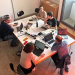 Participants of the DH Jewish Hackathon working.