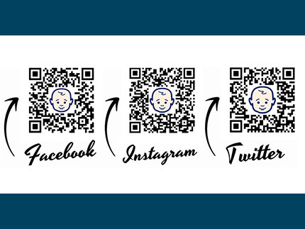 Image with QR codes for the different social media platforms