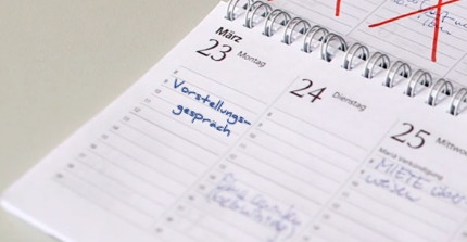 Calender with appointment for a job interview