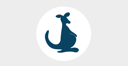 Logo von Box.UP - ein blaues Känguru