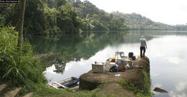 Taking samples in Cameroon. Picture: Dirk Sachse