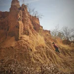Untersuchung großer Erosionsstrukturen in einer degradierten Sandstein-Landschaft bei Siby, Mali 2021.