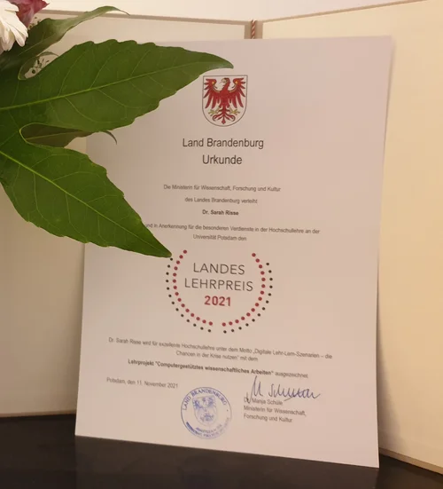 Urkunde Lehrpreis