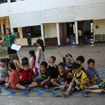 Group of boys waiting for measurements