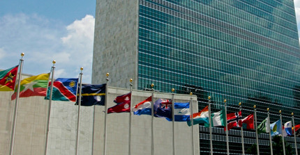 UN Headquarter Flags and Buiding
