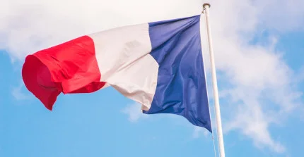 französische Flagge weht im Wind