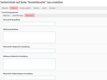 Anmeldeformular bearbeiten - Meldungen