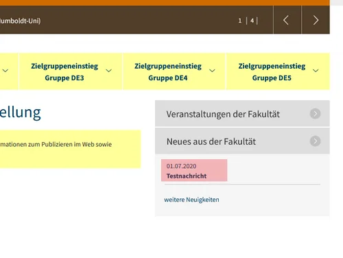 Klick auf eine Nachricht führt zu der jeweilige Detailansicht