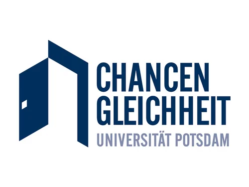 Graphi einer geöffneten Tür mit blauer Schrift auf weißem Hintergrund