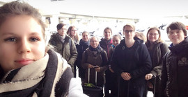 Das Potsdamer iGEM-Team am Flughafen in Boston im November 2017. Foto: Sarah Leonhardt.