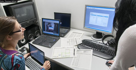 Katalin Tamási and Carolin Jekel in BabyLab. Picture: Thomas Hoelzel