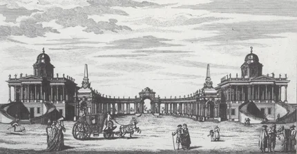 Communs und Kolonnade. Kupferstich von Johann David Schleuen, 1770