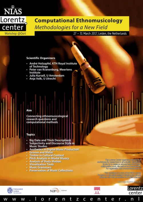Poster advertising the workshop on Computational Ethnomusicology at the Lorentz Center in Leiden