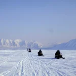 Using snowmobiles during the fieldwork
