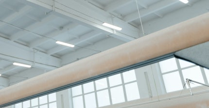 balance beam in a gym