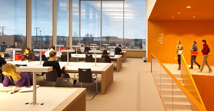 Inside view of the library at university campus Golm