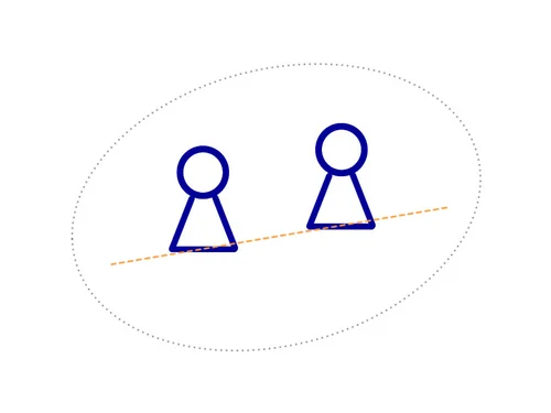 Logo der Sprachlerntagung: zwei abstrakte Figuren in einer Ellipse; Grafik