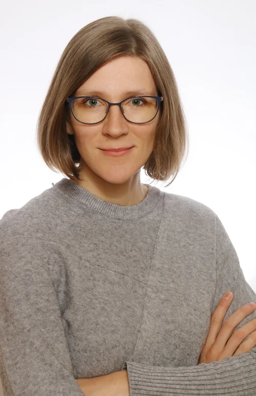 The picture shows Doctor Viktoriia Radchuk