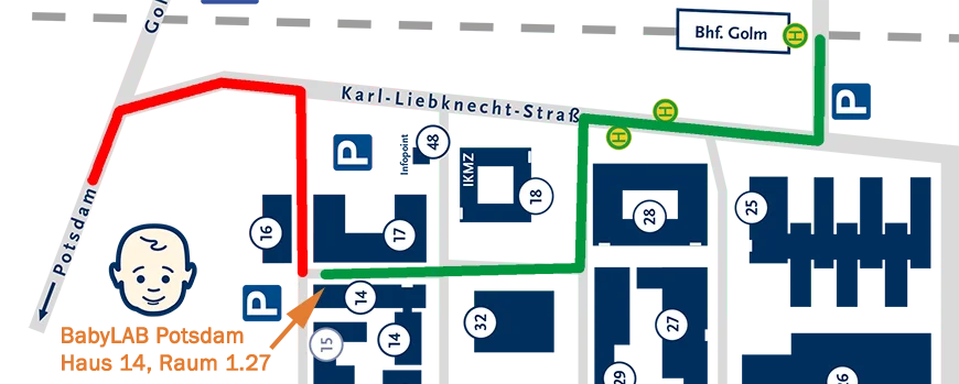 Map of the location of the BabyLAB on the campus Golm