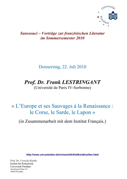 Sanssouci – Vorträge zur französischen Literatur im Sommersemester 2010