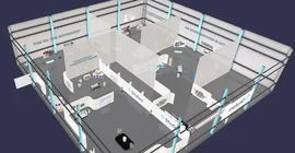 The VR environment created for the project from a bird’s eye view.