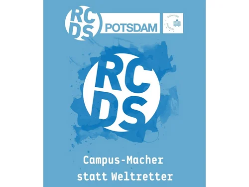 Blaue Buchstaben in einem weißen Kreis auf blauem Hintergrund