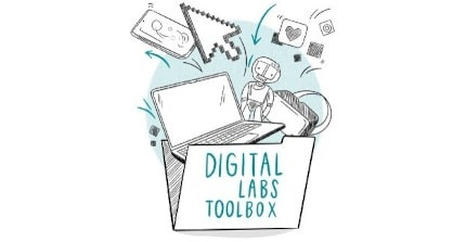 Ein Ordner, in dem sich Werkzeuge des digitalen Lehrens und Lernens befinden, z. B. ein Laptop.