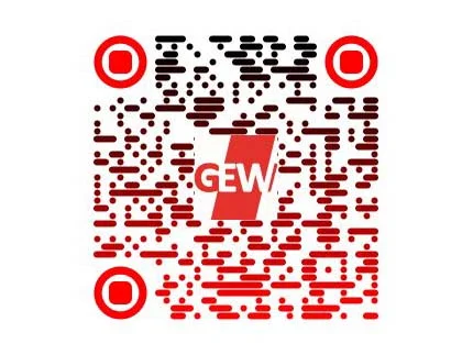 QR Code in rot auf weißem Hintergrund