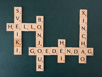 Das Foto zeigt ein Spiel. Buchstaben bilden Wörter in verschiedenen Sprachen. Foto: Karla Fritze