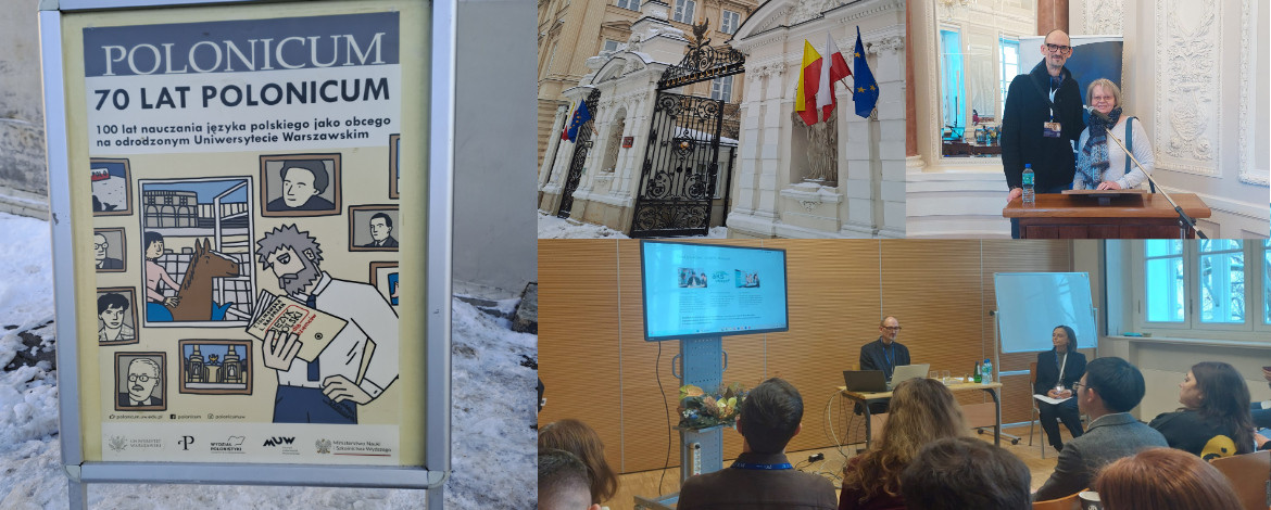 Collage aus Eindrücken von der Jubiläumstagung an der Universität Warschau - Link zum Bericht