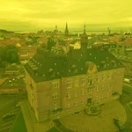 Blick auf die Stadt vom ARoS Aarhus Kunstmuseum aus, Aarhus, Dänemark