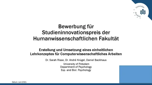 Erstellung und Umsetzung eines einheitlichen Lehrkonzepts für Computerwissenschaftliches Arbeiten