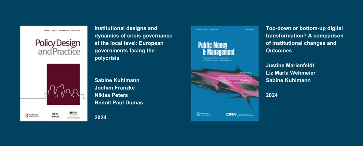 Recent publications of the Chair of Political Science, Administration and Organization - 