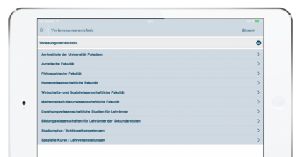 Vorlesungsverzeichnis auf dem Tablet