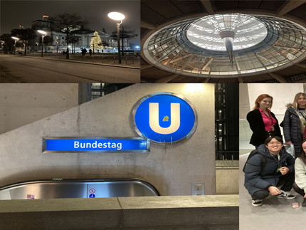 U-Bahn Station Bundestag, Bundestag außen, Kuppel des Reichstagsgebäude von unten, Gruppenbilder
