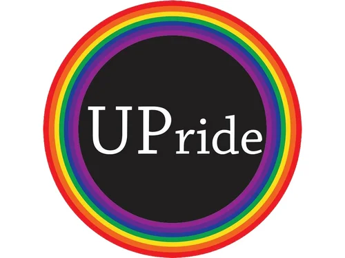 Titel der Hochschulgruppe in regenbogenfarbenem Kreis