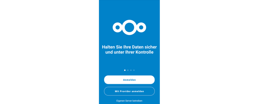 Anmeldeseite der App von Nextcloud