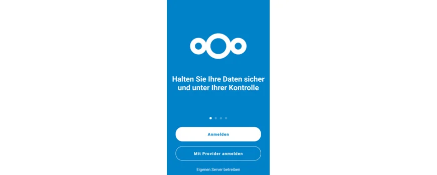 Anmeldeseite der App von Nextcloud