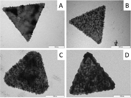 SEM images of differently prepared Gold nanotriangles