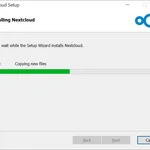 Screenshot des Nextcloud Installation Wizards, während der Installation