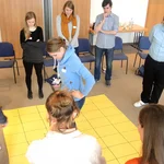 Participant tries new team game