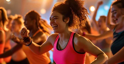 Personen beim fröhlichen Workout.