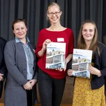 Vergabefeier Deutschlandstipendium 2019/20: Evangelische Schulstiftung in der EKBO und Stipendiatinnen sowie Vizepräsident Prof. Dr. Schweigert
