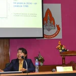 Dr. Philavong explaining the nutrition situation of elderly in Laos