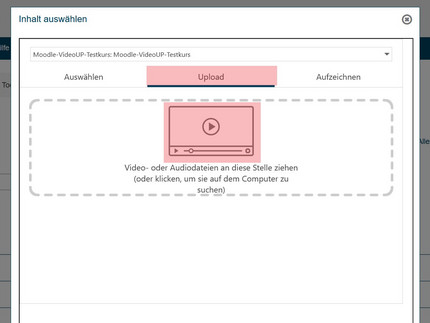 Fenster zum Hochladen des Videos