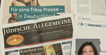 Abbildung der Wochenzeitung und Portrait der Journalistin