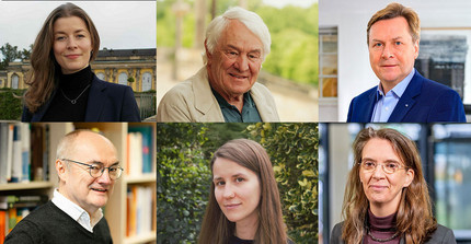 Die Preisträger*innen (v.l.n.r.): Dr. Lina Marie Schauer, Prof. Dr. h.c. mult. Hasso Plattner, Prof. Oliver Günther, Ph.D., Prof. Dr. Peter Saalfrank, Prof. Dr. Sandra Wachter, Prof. Dr. Annegret Thieken